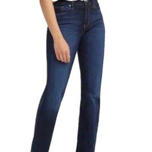 LEVI'S Demi Curve Classic Rise Straight Jeans Size 16/ 33 Dark Wash Stretch